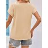 imageImily Bela Womens Summer Tops Dressy Casual Short Sleeve Lace Trendy Shirts Crewneck T Shirt Hollow Out Loose BlousesKhaki