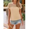 imageImily Bela Womens Summer Tops Dressy Casual Short Sleeve Lace Trendy Shirts Crewneck T Shirt Hollow Out Loose BlousesKhaki