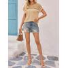 imageImily Bela Womens Summer Tops Dressy Casual Short Sleeve Lace Trendy Shirts Crewneck T Shirt Hollow Out Loose BlousesKhaki