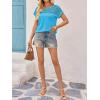 imageImily Bela Womens Summer Tops Dressy Casual Short Sleeve Lace Trendy Shirts Crewneck T Shirt Hollow Out Loose BlousesLake Blue