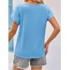 imageImily Bela Womens Summer Tops Dressy Casual Short Sleeve Lace Trendy Shirts Crewneck T Shirt Hollow Out Loose BlousesLight Blue