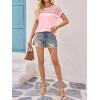 imageImily Bela Womens Summer Tops Dressy Casual Short Sleeve Lace Trendy Shirts Crewneck T Shirt Hollow Out Loose BlousesLight Pink