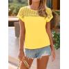 imageImily Bela Womens Summer Tops Dressy Casual Short Sleeve Lace Trendy Shirts Crewneck T Shirt Hollow Out Loose BlousesLight Yellow