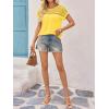 imageImily Bela Womens Summer Tops Dressy Casual Short Sleeve Lace Trendy Shirts Crewneck T Shirt Hollow Out Loose BlousesLight Yellow