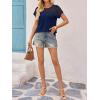 imageImily Bela Womens Summer Tops Dressy Casual Short Sleeve Lace Trendy Shirts Crewneck T Shirt Hollow Out Loose BlousesNavy