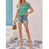 imageImily Bela Womens Summer Tops Dressy Casual Short Sleeve Lace Trendy Shirts Crewneck T Shirt Hollow Out Loose BlousesOlive Green