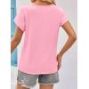 imageImily Bela Womens Summer Tops Dressy Casual Short Sleeve Lace Trendy Shirts Crewneck T Shirt Hollow Out Loose BlousesPink