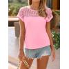 imageImily Bela Womens Summer Tops Dressy Casual Short Sleeve Lace Trendy Shirts Crewneck T Shirt Hollow Out Loose BlousesPink