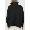 imageImily Bela Womens Tunic Sweater Fall Long Sleeve 14 Zip Pullover Sweaters Oversized Slouchy Ribbed Knit Sweatshirt with SlitBlack
