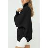 imageImily Bela Womens Tunic Sweater Fall Long Sleeve 14 Zip Pullover Sweaters Oversized Slouchy Ribbed Knit Sweatshirt with SlitBlack