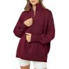 imageImily Bela Womens Tunic Sweater Fall Long Sleeve 14 Zip Pullover Sweaters Oversized Slouchy Ribbed Knit Sweatshirt with SlitBurgundy
