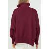 imageImily Bela Womens Tunic Sweater Fall Long Sleeve 14 Zip Pullover Sweaters Oversized Slouchy Ribbed Knit Sweatshirt with SlitBurgundy