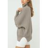 imageImily Bela Womens Tunic Sweater Fall Long Sleeve 14 Zip Pullover Sweaters Oversized Slouchy Ribbed Knit Sweatshirt with SlitCoffee