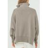 imageImily Bela Womens Tunic Sweater Fall Long Sleeve 14 Zip Pullover Sweaters Oversized Slouchy Ribbed Knit Sweatshirt with SlitCoffee