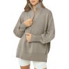 imageImily Bela Womens Tunic Sweater Fall Long Sleeve 14 Zip Pullover Sweaters Oversized Slouchy Ribbed Knit Sweatshirt with SlitCoffee