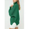 imageImily Bela Womens Tunic Sweater Fall Long Sleeve 14 Zip Pullover Sweaters Oversized Slouchy Ribbed Knit Sweatshirt with SlitDark Green