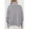 imageImily Bela Womens Tunic Sweater Fall Long Sleeve 14 Zip Pullover Sweaters Oversized Slouchy Ribbed Knit Sweatshirt with SlitGray