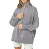 imageImily Bela Womens Tunic Sweater Fall Long Sleeve 14 Zip Pullover Sweaters Oversized Slouchy Ribbed Knit Sweatshirt with SlitGray