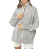 imageImily Bela Womens Tunic Sweater Fall Long Sleeve 14 Zip Pullover Sweaters Oversized Slouchy Ribbed Knit Sweatshirt with SlitLight Gray