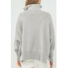 imageImily Bela Womens Tunic Sweater Fall Long Sleeve 14 Zip Pullover Sweaters Oversized Slouchy Ribbed Knit Sweatshirt with SlitLight Gray