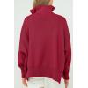imageImily Bela Womens Tunic Sweater Fall Long Sleeve 14 Zip Pullover Sweaters Oversized Slouchy Ribbed Knit Sweatshirt with SlitRed