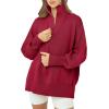 imageImily Bela Womens Tunic Sweater Fall Long Sleeve 14 Zip Pullover Sweaters Oversized Slouchy Ribbed Knit Sweatshirt with SlitRed