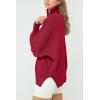imageImily Bela Womens Tunic Sweater Fall Long Sleeve 14 Zip Pullover Sweaters Oversized Slouchy Ribbed Knit Sweatshirt with SlitRed