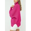 imageImily Bela Womens Tunic Sweater Fall Long Sleeve 14 Zip Pullover Sweaters Oversized Slouchy Ribbed Knit Sweatshirt with SlitRose Red