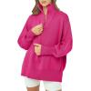 imageImily Bela Womens Tunic Sweater Fall Long Sleeve 14 Zip Pullover Sweaters Oversized Slouchy Ribbed Knit Sweatshirt with SlitRose Red
