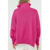 imageImily Bela Womens Tunic Sweater Fall Long Sleeve 14 Zip Pullover Sweaters Oversized Slouchy Ribbed Knit Sweatshirt with SlitRose Red
