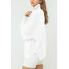 imageImily Bela Womens Tunic Sweater Fall Long Sleeve 14 Zip Pullover Sweaters Oversized Slouchy Ribbed Knit Sweatshirt with SlitWhite