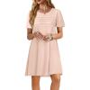 imageImily Bela Womens Summer Casual T Shirt Dress Short Sleeve Crewneck Pleated Front Loose Beach Flowy Mini DressesApricot