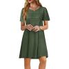 imageImily Bela Womens Summer Casual T Shirt Dress Short Sleeve Crewneck Pleated Front Loose Beach Flowy Mini DressesArmy Green