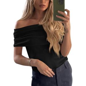 imageImily Bela Womens Off The Shoulder Sweaters Casual Knit Sleeveless Summer Y2K Going Out Tops BlousesBlack