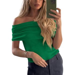 imageImily Bela Womens Off The Shoulder Sweaters Casual Knit Sleeveless Summer Y2K Going Out Tops BlousesGreen