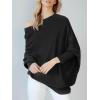 imageImily Bela Batwing Boat Neck Sweaters for Women 2024 Spring Long Sleeve Soft Knit Loose Baggy Pullover Jumper TopBlack