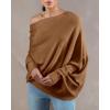 imageImily Bela Batwing Boat Neck Sweaters for Women 2024 Spring Long Sleeve Soft Knit Loose Baggy Pullover Jumper TopBrown