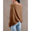 imageImily Bela Batwing Boat Neck Sweaters for Women 2024 Spring Long Sleeve Soft Knit Loose Baggy Pullover Jumper TopBrown