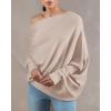 imageImily Bela Batwing Boat Neck Sweaters for Women 2024 Spring Long Sleeve Soft Knit Loose Baggy Pullover Jumper TopKhaki