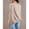 imageImily Bela Batwing Boat Neck Sweaters for Women 2024 Spring Long Sleeve Soft Knit Loose Baggy Pullover Jumper TopKhaki