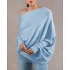 imageImily Bela Batwing Boat Neck Sweaters for Women 2024 Spring Long Sleeve Soft Knit Loose Baggy Pullover Jumper TopLight Blue