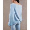 imageImily Bela Batwing Boat Neck Sweaters for Women 2024 Spring Long Sleeve Soft Knit Loose Baggy Pullover Jumper TopLight Blue