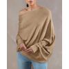imageImily Bela Batwing Boat Neck Sweaters for Women 2024 Spring Long Sleeve Soft Knit Loose Baggy Pullover Jumper TopLight Brown
