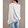 imageImily Bela Batwing Boat Neck Sweaters for Women 2024 Spring Long Sleeve Soft Knit Loose Baggy Pullover Jumper TopWhite