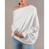 imageImily Bela Batwing Boat Neck Sweaters for Women 2024 Spring Long Sleeve Soft Knit Loose Baggy Pullover Jumper TopWhite