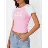 imageImily Bela Cute Baby Tees Back to School Short Sleeve T Shirts Graphic Number Print Summer Crop Tops for Women 2025Pink