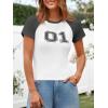 imageImily Bela Cute Baby Tees Back to School Short Sleeve T Shirts Graphic Number Print Summer Crop Tops for Women 2025White