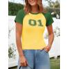 imageImily Bela Cute Baby Tees Back to School Short Sleeve T Shirts Graphic Number Print Summer Crop Tops for Women 2025Yellow