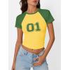 imageImily Bela Cute Baby Tees Back to School Short Sleeve T Shirts Graphic Number Print Summer Crop Tops for Women 2025Yellow