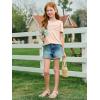 imageImily Bela Girls Pleated Short Sleeve T Shirts Kids Summer Crewneck Shirts Casual Tops Tees 514 YearsBeige